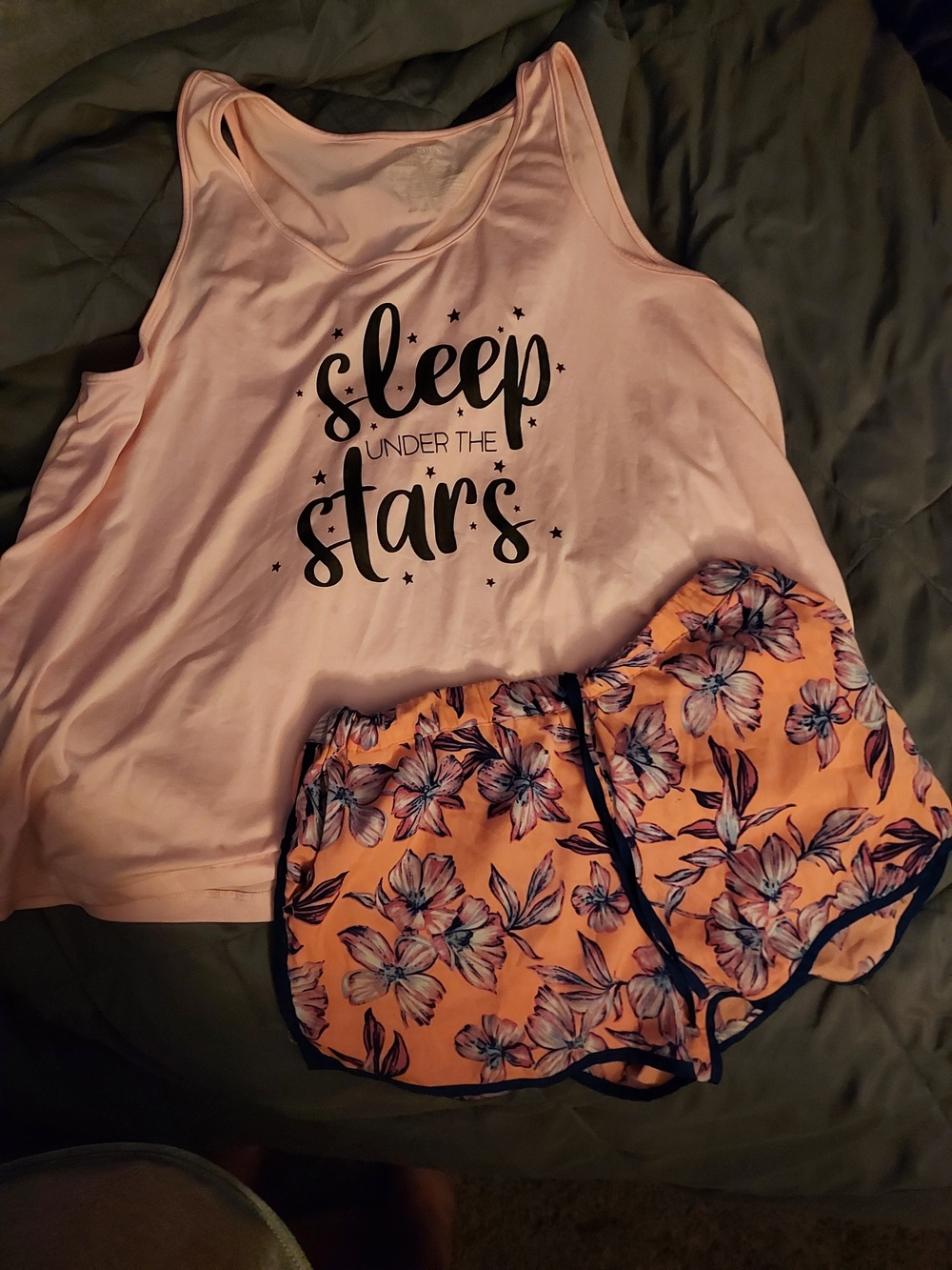 Women’s Pink Floral Sleep Set - Sleeveless Tank & Shorts